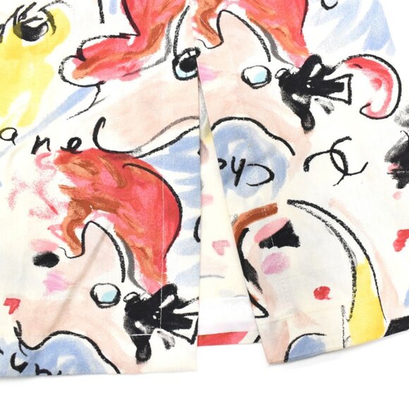 Authentic CHANEL Vintage 1995 CC Halter Neck Comic Print Swimsuit Flare Dress - Picture 6 of 8